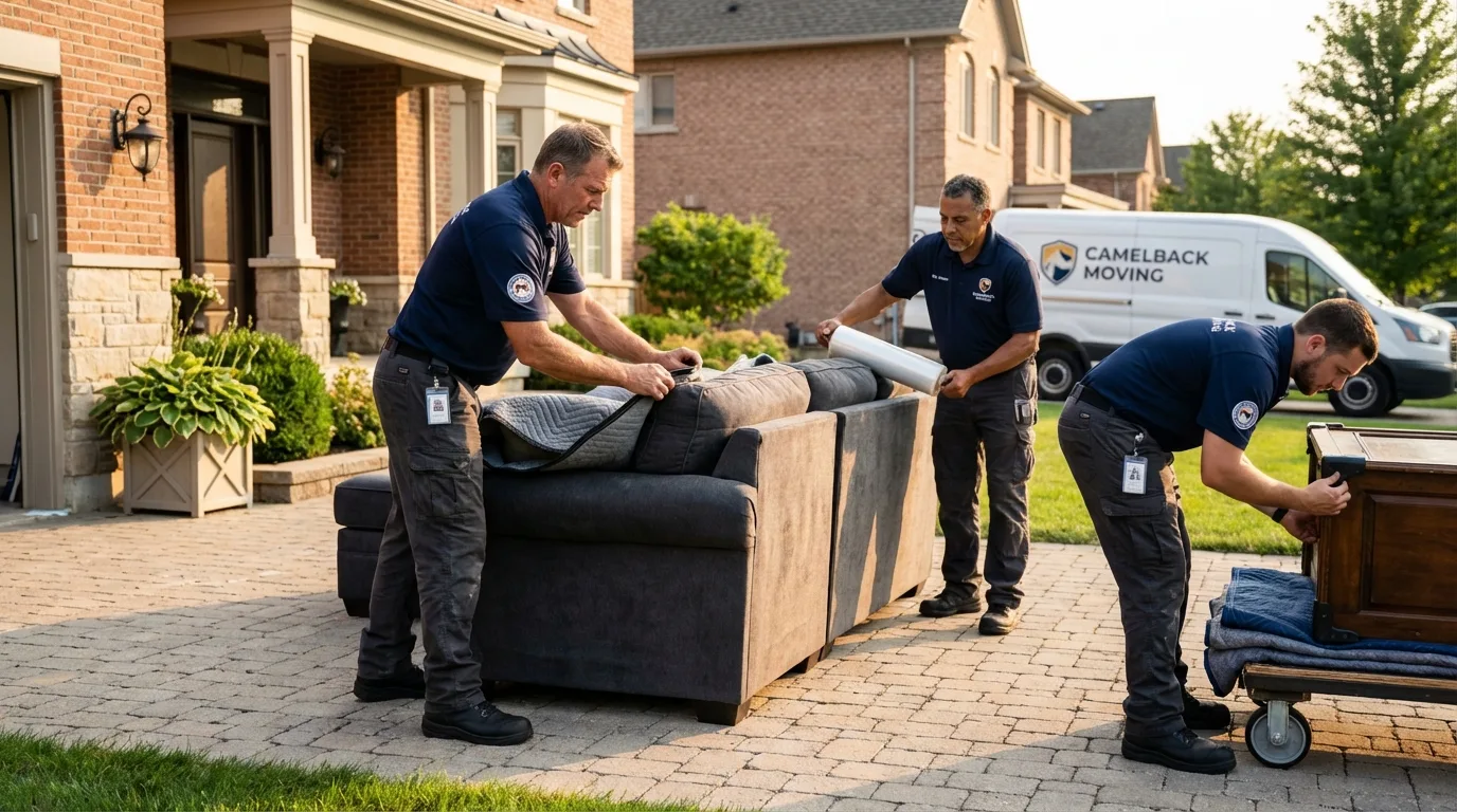 Large estate moving crew wrapping furniture in Oceanport, NJ