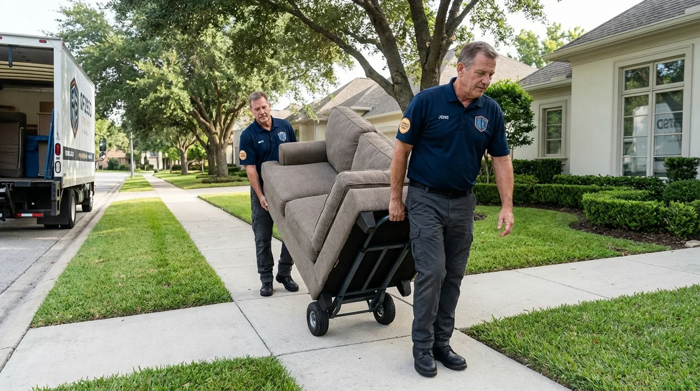 Local residential moving crew loading furniture in Oceanport, NJ